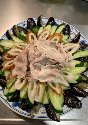 中華味冷しゃぶ&茄子&きゅうり&ちくわ-レシピのメイン写真
