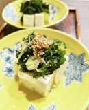 モロヘイヤ　大葉　茗荷ものった豆腐サラダ
