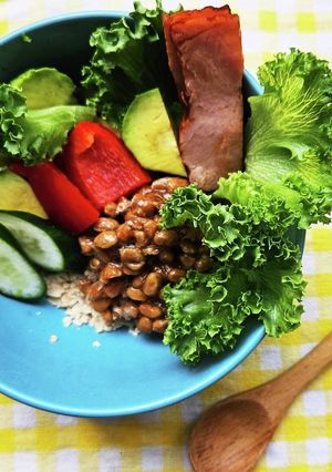 ダイエット！焼豚彩り野菜納豆オートミール-レシピのメイン写真