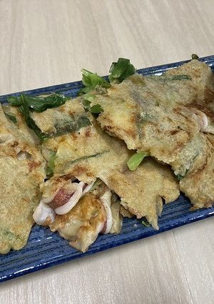簡単ヒイカのチーズ海鮮チヂミ～薬味たれ-レシピのメイン写真