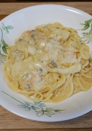 不器用エビ(シーフード)クリームパスタ-レシピのメイン写真