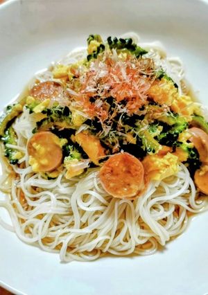簡単昼食！ゴーヤチャンプルのっけそうめん-レシピのメイン写真