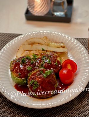 冷凍生ハンバーグで作るピーマンの肉詰め-レシピのメイン写真
