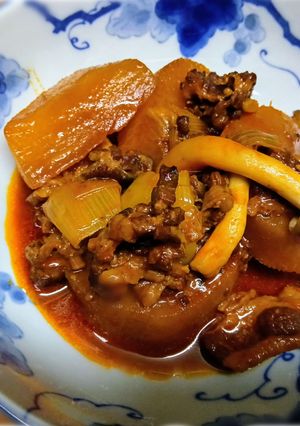 焼肉のたれ漬け肉と大根の韓国風煮物-レシピのメイン写真