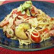 にんにくみどりのラー油で夏野菜パスタ☆