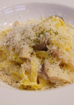 オーツミルクで作るキノコクリームパスタ-レシピのメイン写真