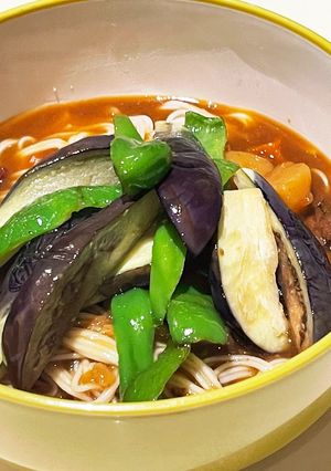 昨日のカレーで作る夏野菜そうめん-レシピのメイン写真
