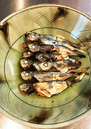 焼き豆アジの醤油漬け/さんまのおまけつき-レシピのメイン写真