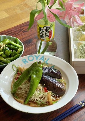とろとろナスのそうめん 夏野菜-レシピのメイン写真