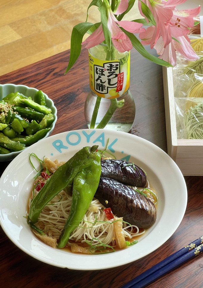 とろとろナスのそうめん　夏野菜-レシピのメイン写真