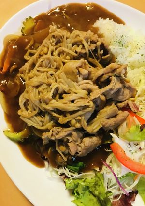 金曜カレープレート●豚肉＆茸のトッピング-レシピのメイン写真