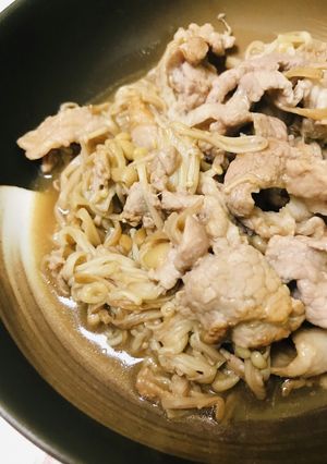 豚こまぎれ肉とエノキとあまから炒め-レシピのメイン写真