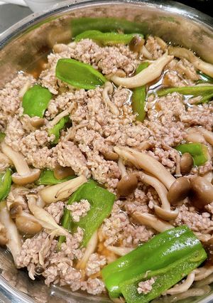 ひき肉とピーマンの蒸し煮-レシピのメイン写真