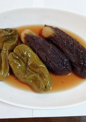 油なし・丸ごと茄子とピーマンのめんつゆ煮-レシピのメイン写真