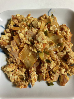 豆腐、キムチ、玉子、ハムの中華風炒め-レシピのメイン写真