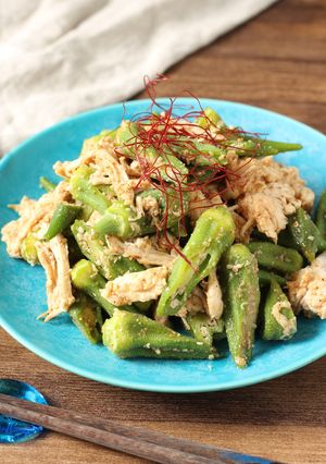 【オクラと鶏むね肉のピリ辛和え】-レシピのメイン写真