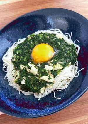 【腸活】ネバネバモロヘイヤタレそうめん-レシピのメイン写真