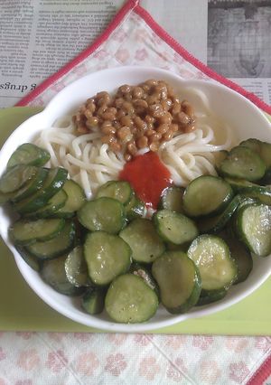 醤油うどん風冷やしうどんV108納豆胡瓜-レシピのメイン写真