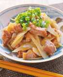 豚バラ丼とごぼうの炊き合わせ