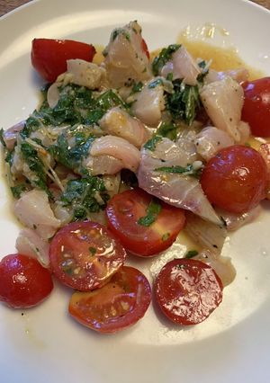簡単　カンパチとトマトのサラダ　夏向け-レシピのメイン写真