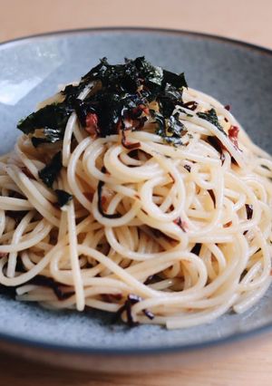 超簡単！梅と塩昆布のオリーブオイルパスタ-レシピのメイン写真