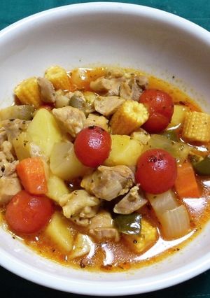 鶏もも肉とコロコロ野菜のトマトスープ煮-レシピのメイン写真