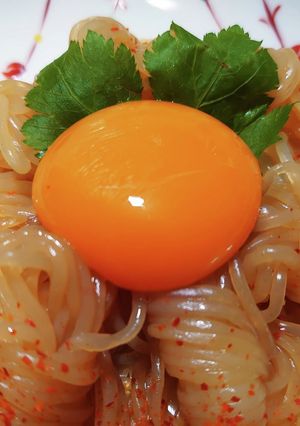 美味♫すき焼き風味こんにゃくの黄身がけ♫-レシピのメイン写真