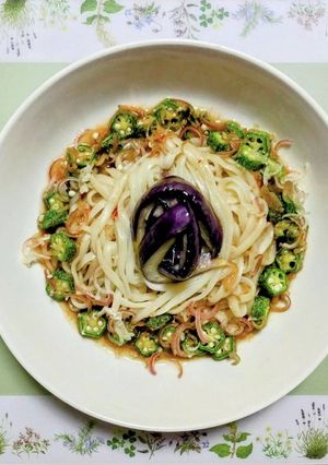 ナスとオクラのピリ辛冷やしうどん-レシピのメイン写真