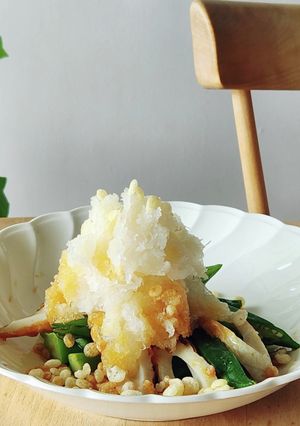 オクラと竹輪おろし和え☆揚げ玉で炒め物風-レシピのメイン写真