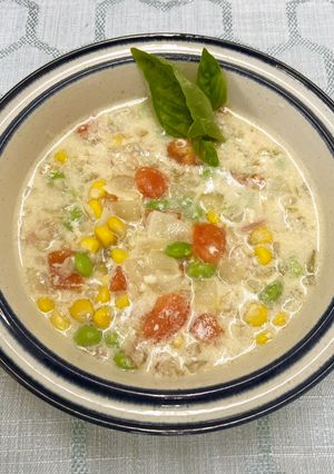 彩り野菜と麦のスープby草津市-レシピのメイン写真