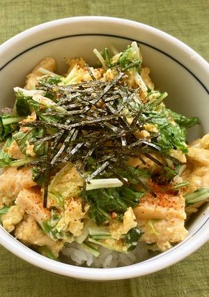 水菜と薄揚げの卵丼by草津市-レシピのメイン写真
