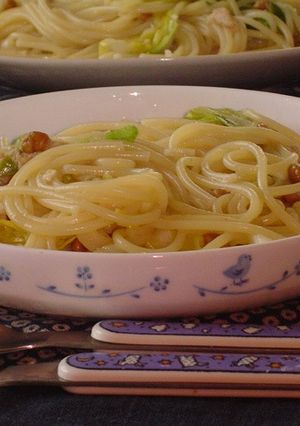 春キャベツとツナと納豆の和風スパゲティ-レシピのメイン写真