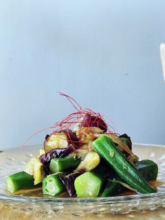 オクラとナス揚げ煮浸しパスタ☆素麺サラダ-レシピのメイン写真
