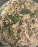 豚コマ空芯菜ひらたけ卵の中華炒め