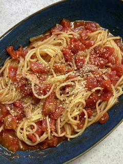 電子レンジで簡単あっさりツナトマトパスタ-レシピのメイン写真