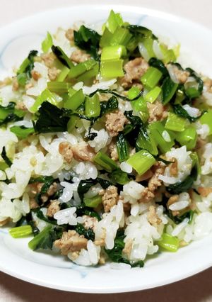 ごま油香る小松菜と豚ひき肉のチャーハン-レシピのメイン写真