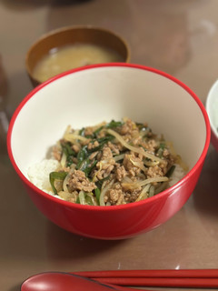 ひき肉とニラのスタミナ丼-レシピのメイン写真