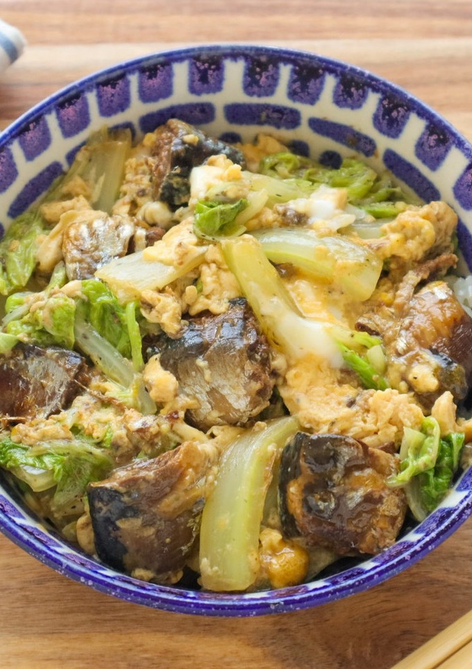 レンジで完成♫いわし缶と白菜の卵とじ丼-レシピのメイン写真