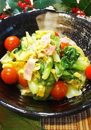 ロメインレタスとベーコンの卵炒め-レシピのメイン写真