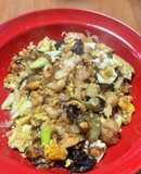 茄子味噌　鶏ピーナッツたまご炒め