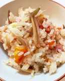 みょうがトマトベーコンの炊き込みご飯