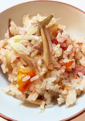 みょうがトマトベーコンの炊き込みご飯-レシピのメイン写真