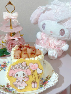 桃のケーキฅˆ⌯•ﻌ•⌯ˆฅ♡-レシピのメイン写真