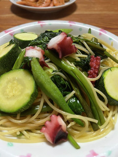 たこと夏野菜のスパゲッティ-レシピのメイン写真