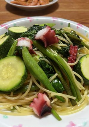 たこと夏野菜のスパゲッティ-レシピのメイン写真