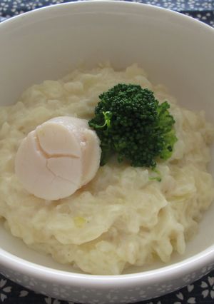 もち麦入チーズリゾット 網走産ほたて添え-レシピのメイン写真