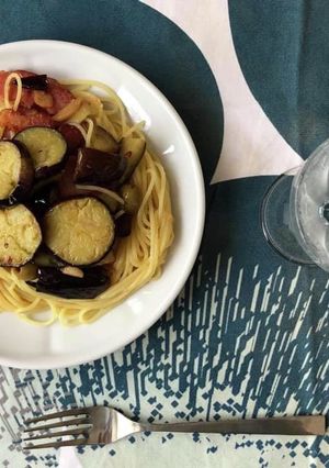 ナスとベーコンとオリーブのパスタ-レシピのメイン写真