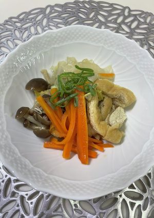 【簡単副菜】人参白菜しめじあげの煮物-レシピのメイン写真