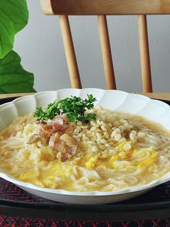 冷やしたぬきぶっかけうどん風卵素麺☆釜玉-レシピのメイン写真