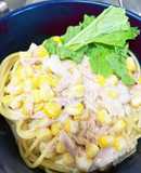 豆乳クリームのツナコーンパスタ